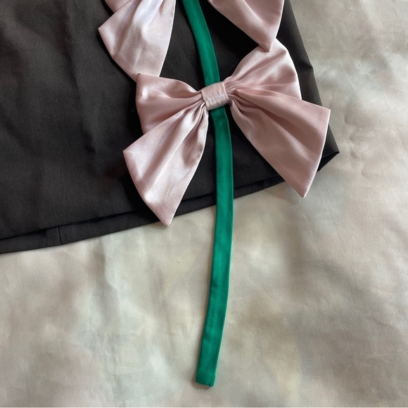 Sandy Liang- Brown Mid Skirt with Rose Bow Detail Size 0 Designer Spring Fashion - Picture 5 of 9